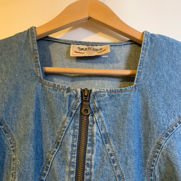 Vintage zip up denim dress. - Picture 2 of 6